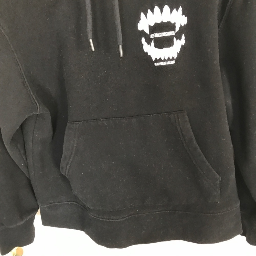 Topman cotton blend eat the poor feed the rich hooded sweater - Picture 4 of 8